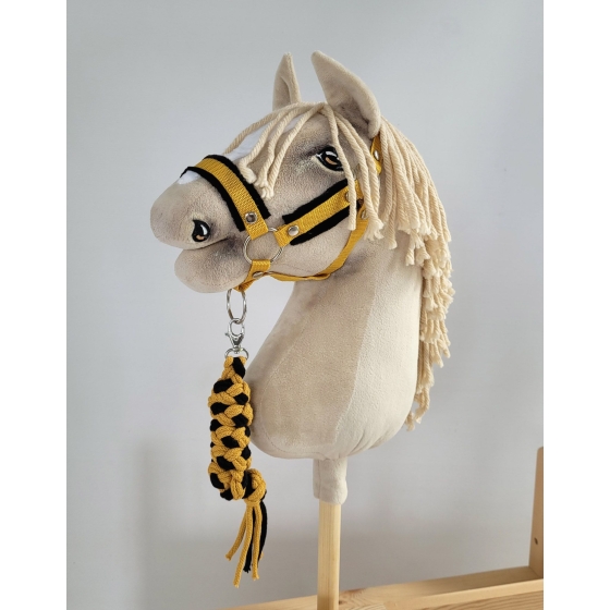 Tether for Hobby Horse made of double-twine cord - black- honey yellow