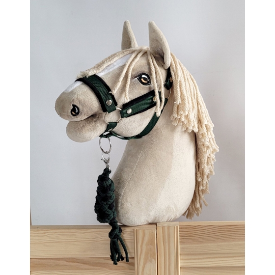 Tether for Hobby Horse made of double-twine cord - black-khaki