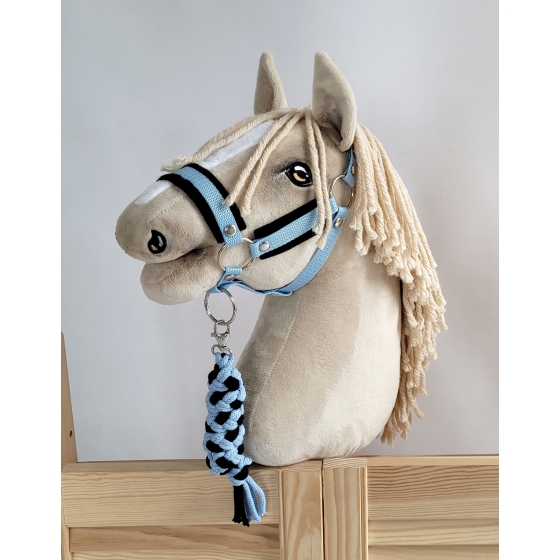 Tether for Hobby Horse made of double-twine cord - black-light blue
