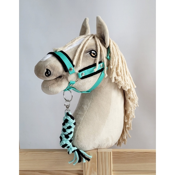 Tether for Hobby Horse made of double-twine cord - black-mint