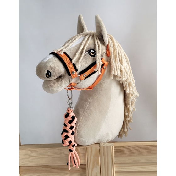 Tether for Hobby Horse made of double-twine cord - black-orange