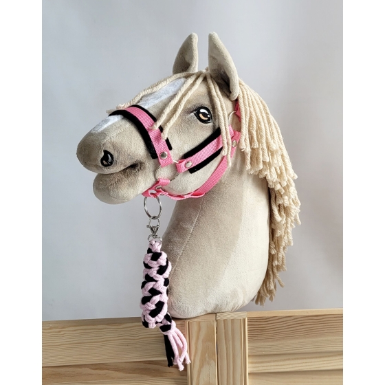 Tether for Hobby Horse made of double-twine cord - black-pink