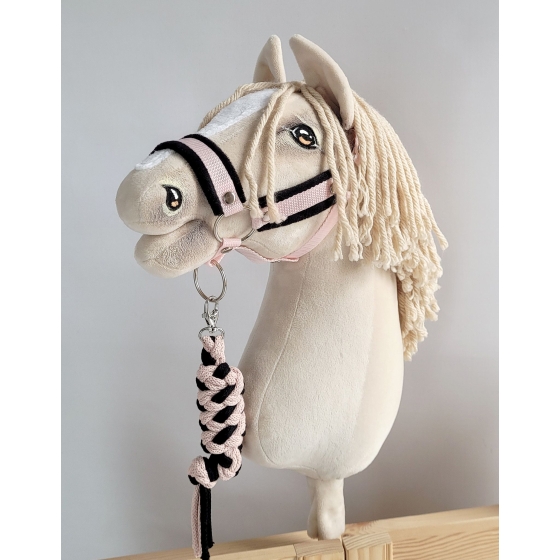 Tether for Hobby Horse made of double-twine cord - black- powder pink