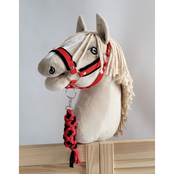 Tether for Hobby Horse made of double-twine cord - black-red