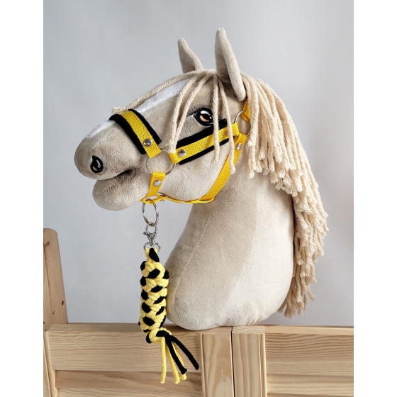 Tether for Hobby Horse made of double-twine cord - black-yellow