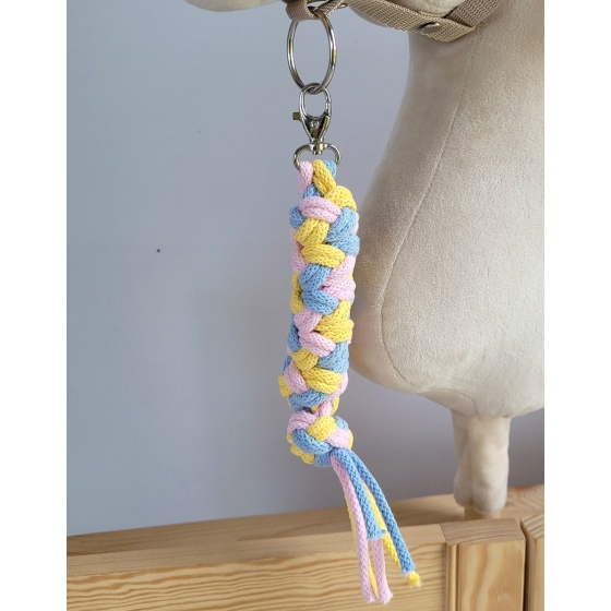 Tether for Hobby Horse made of double-twine cord - blau/hellrosa/gelb