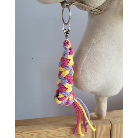 Tether for Hobby Horse made of double-twine cord - dark pink/purple/yellow