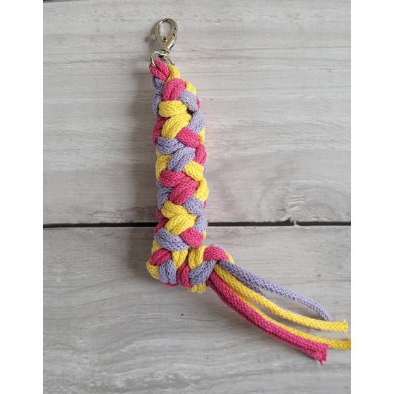 Tether for Hobby Horse made of double-twine cord - dark pink/purple/yellow