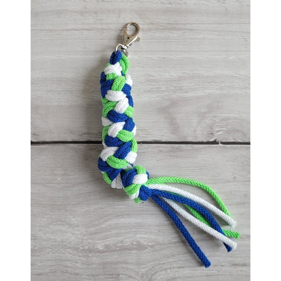 Tether for Hobby Horse made of double-twine cord - kornblume/hellgrün/weiß