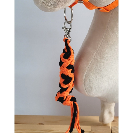 Tether for Hobby Horse made of double-twine cord - neon orange/ black