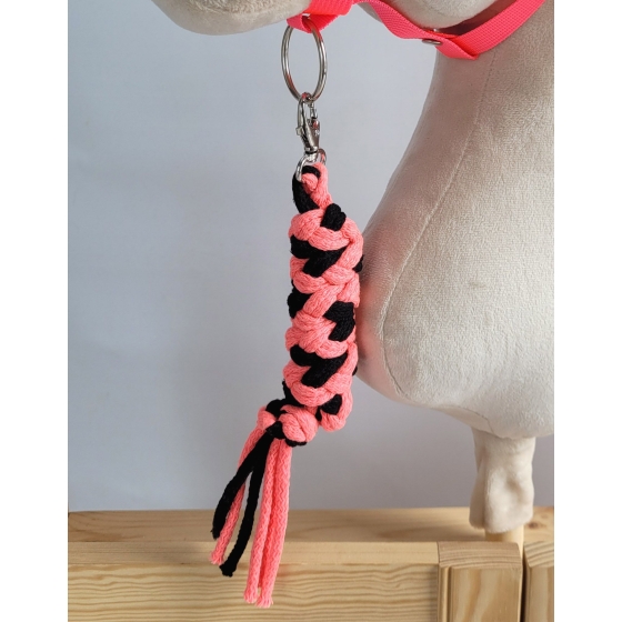 Tether for Hobby Horse made of double-twine cord - neon pink/ black