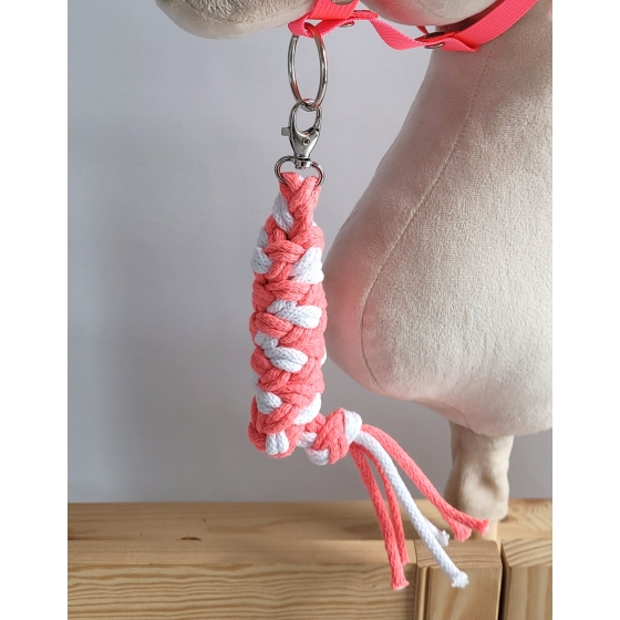 Tether for Hobby Horse made of double-twine cord - neon pink/ white