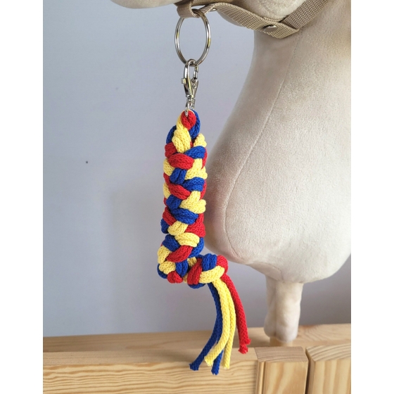 Tether for Hobby Horse made of double-twine cord - red/ cornflower/ yellow