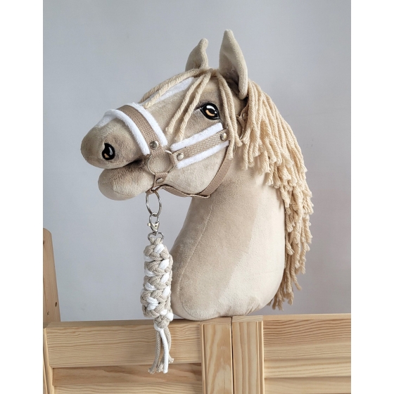 Tether for Hobby Horse made of double-twine cord - white-beige