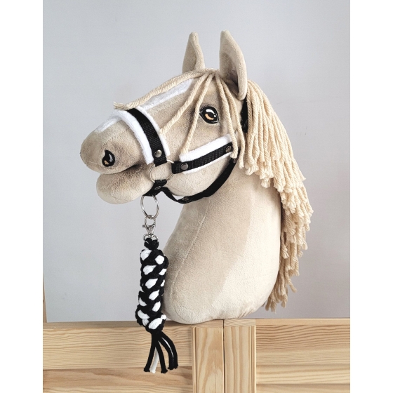 Tether for Hobby Horse made of double-twine cord - white-black