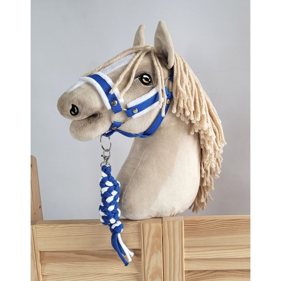 Tether for Hobby Horse made of double-twine cord - white-blue