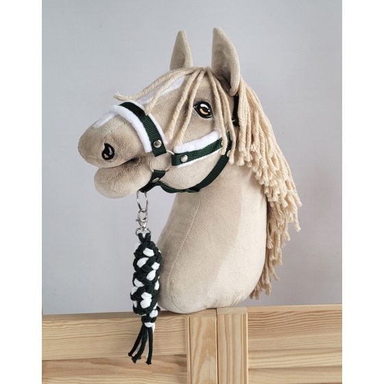 Tether for Hobby Horse made of double-twine cord - white-bottle green