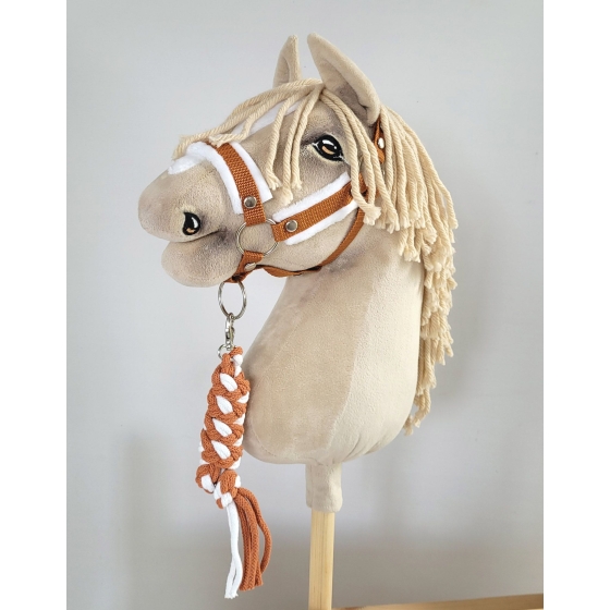 Tether for Hobby Horse made of double-twine cord - white- ginger