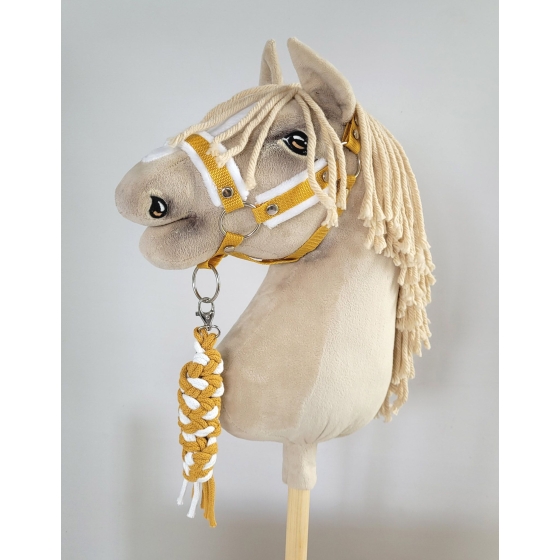 Tether for Hobby Horse made of double-twine cord - white-honey yellow