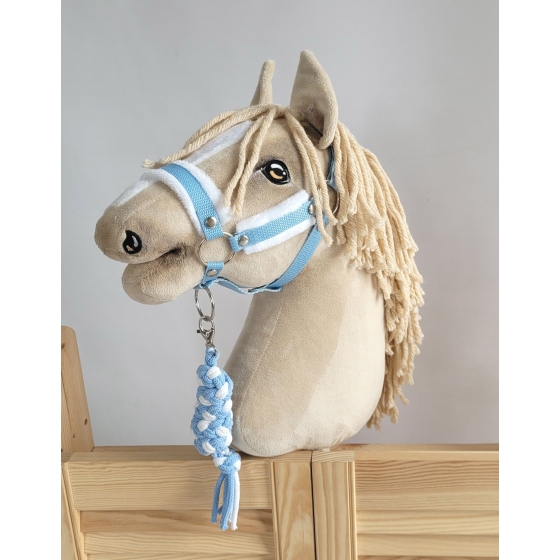 Tether for Hobby Horse made of double-twine cord - white-light blue