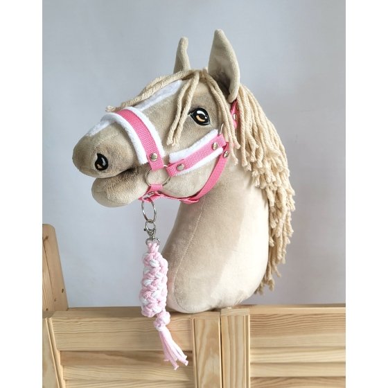 Tether for Hobby Horse made of double-twine cord - white-pink