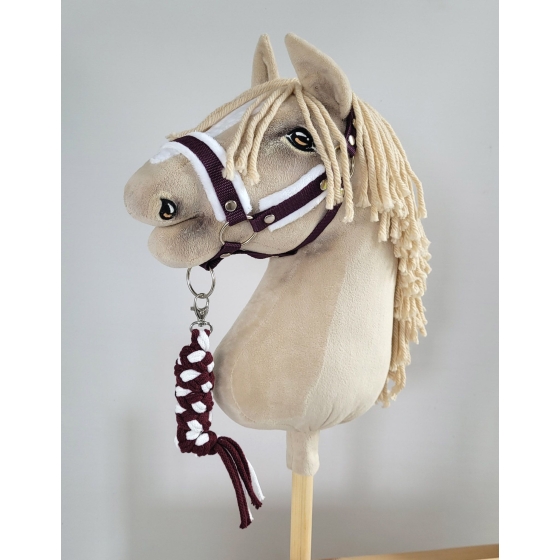 Tether for Hobby Horse made of double-twine cord - white-plum
