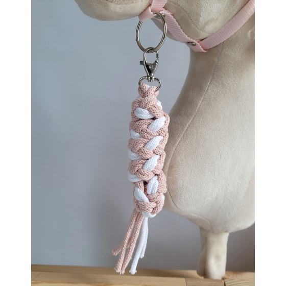 Tether for Hobby Horse made of double-twine cord - white- powder pink