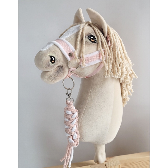 Tether for Hobby Horse made of double-twine cord - white- powder pink
