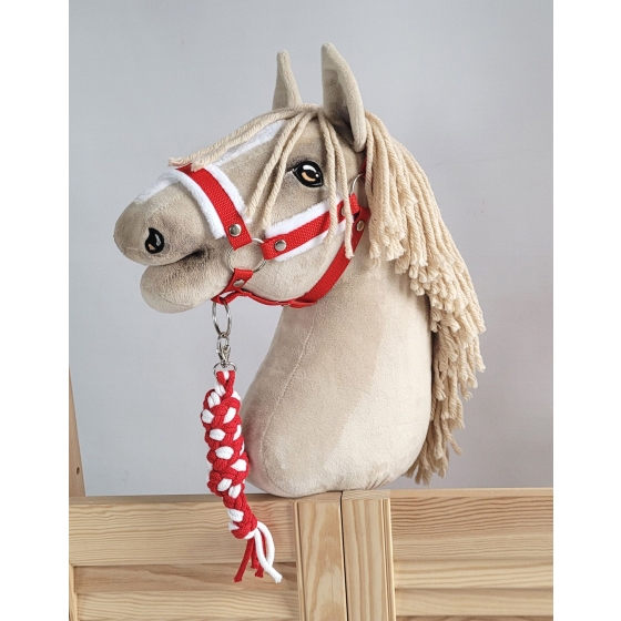 Tether for Hobby Horse made of double-twine cord - white-red