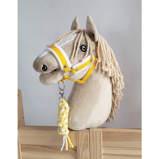 Tether for Hobby Horse made of double-twine cord - white-yellow