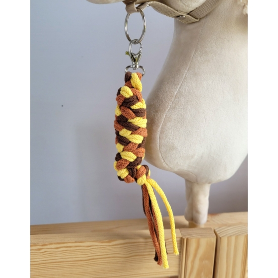 Tether for Hobby Horse made of double - yellow/ terracotta/brown