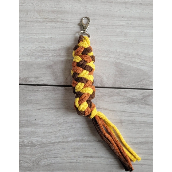 Tether for Hobby Horse made of double - yellow/ terracotta/brown