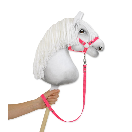 Tether for hobby horse made of webbing tape - neon pink