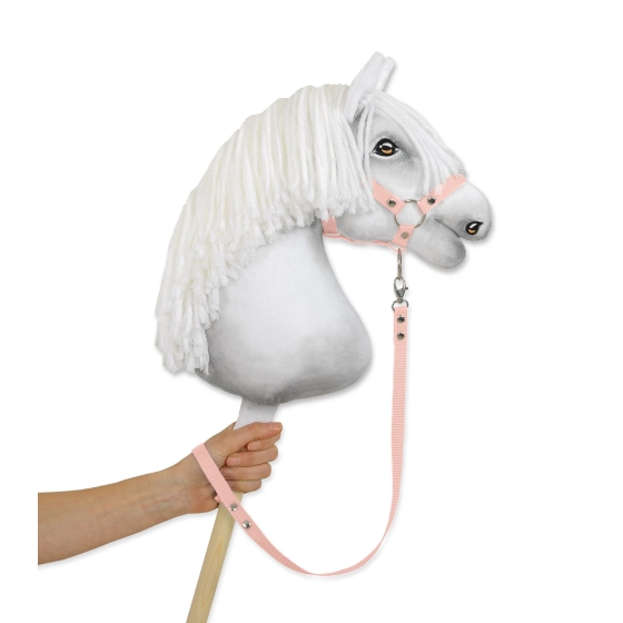Tether for hobby horse made of webbing tape - powder pink