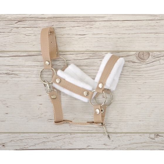 The adjustable halter for Hobby Horse A3 - beige with white furry