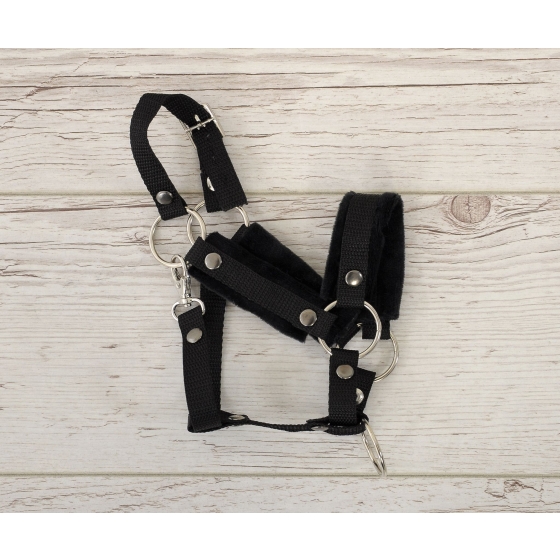 The adjustable halter for Hobby Horse A3 - black with black furry