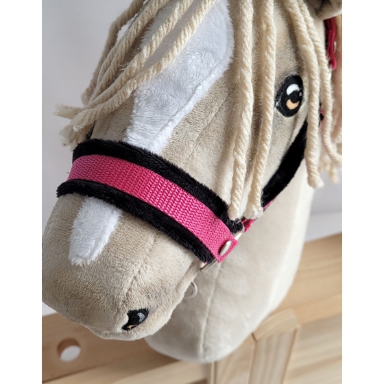 The adjustable halter for Hobby Horse A3 - dark pink with black furry