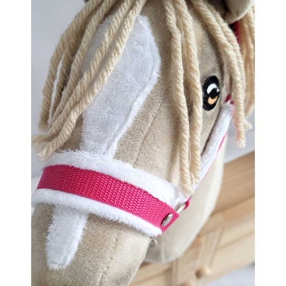 The adjustable halter for Hobby Horse A3 - dark pink with white furry
