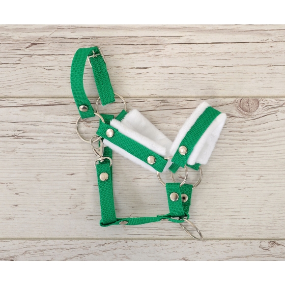 The adjustable halter for Hobby Horse A3 - green with white furry