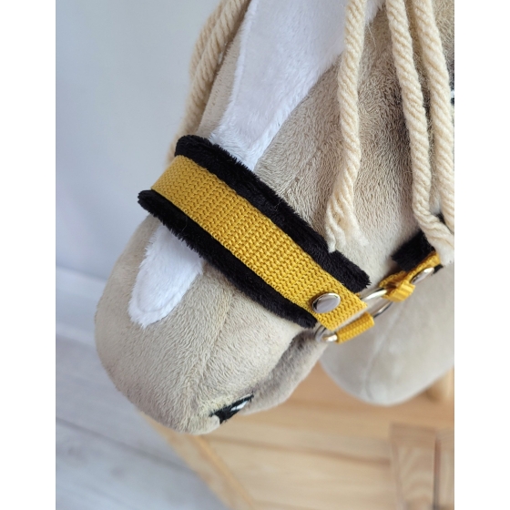 The adjustable halter for Hobby Horse A3 - honey yellow with black furry