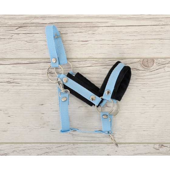 The adjustable halter for Hobby Horse A3 - light blue with black furry