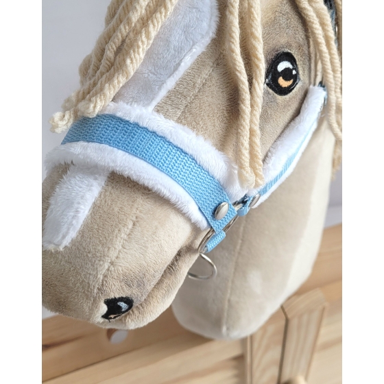 The adjustable halter for Hobby Horse A3 - light blue with white furry