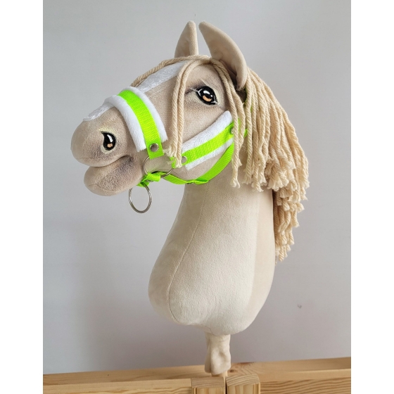 The adjustable halter for Hobby Horse A3 - neon green with white furry