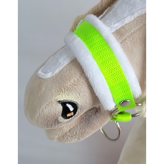 The adjustable halter for Hobby Horse A3 - neon green with white furry