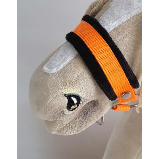 The adjustable halter for Hobby Horse A3 - neon orange with black furry