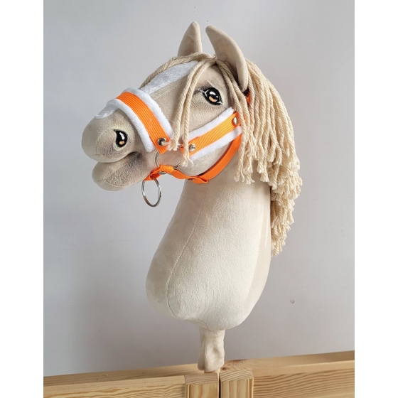 The adjustable halter for Hobby Horse A3 - neon orange with white furry