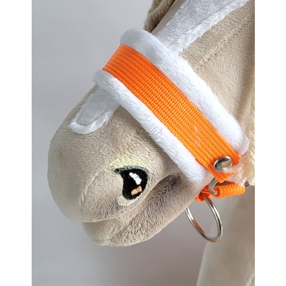 The adjustable halter for Hobby Horse A3 - neon orange with white furry