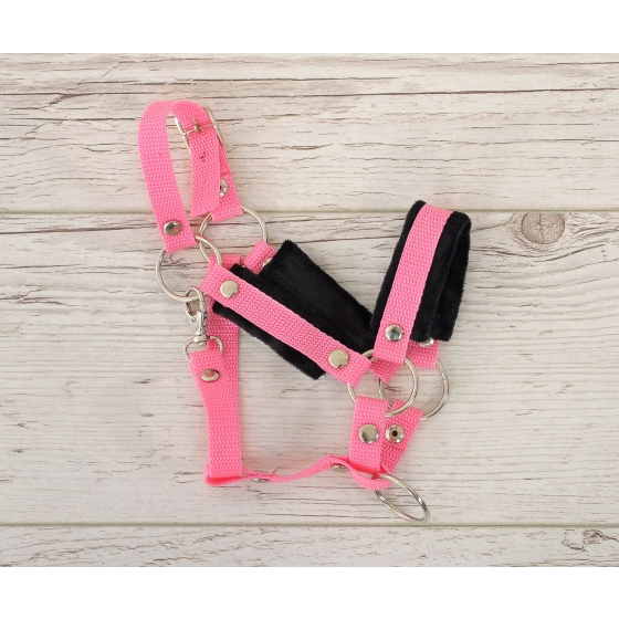 The adjustable halter for Hobby Horse A3 - pink with black furry