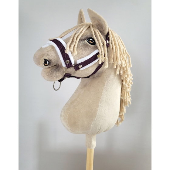 The adjustable halter for Hobby Horse A3 - plum with white furry