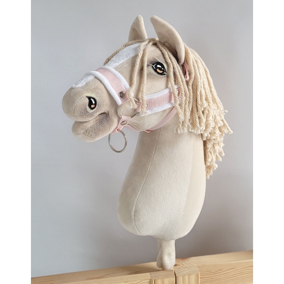 The adjustable halter for Hobby Horse A3 - powder pink with white furry